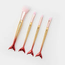 Conjunto de 4 Pincéis Sereia para Maquiagem - Blush, Contorno, Pó e Sombra