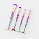Conjunto de 4 Pincéis Sereia para Maquiagem - Blush, Contorno, Pó e Sombra