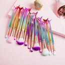 Conjunto de 4 Pincéis Sereia para Maquiagem - Blush, Contorno, Pó e Sombra