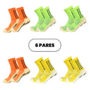 Kit com 6 Meias de Futebol – Meias Esportivas de Algodão Antiderrapantes de Alta Qualidade – Envio Imediato