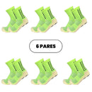 Kit com 6 Meias de Futebol – Meias Esportivas de Algodão Antiderrapantes de Alta Qualidade – Envio Imediato