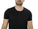 Camiseta Masculina Henley com 4 Botões Frontais e Manga Curta