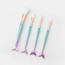 Conjunto de 4 Pincéis Sereia para Maquiagem - Blush, Contorno, Pó e Sombra