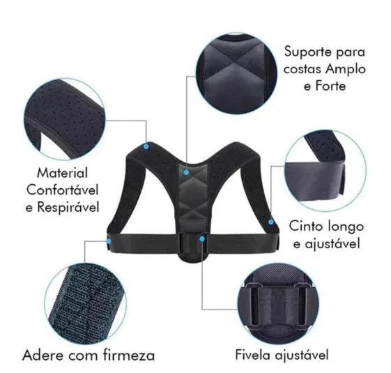Corretor Postural Unissex Alinhamento Ombro Coluna Ajustável