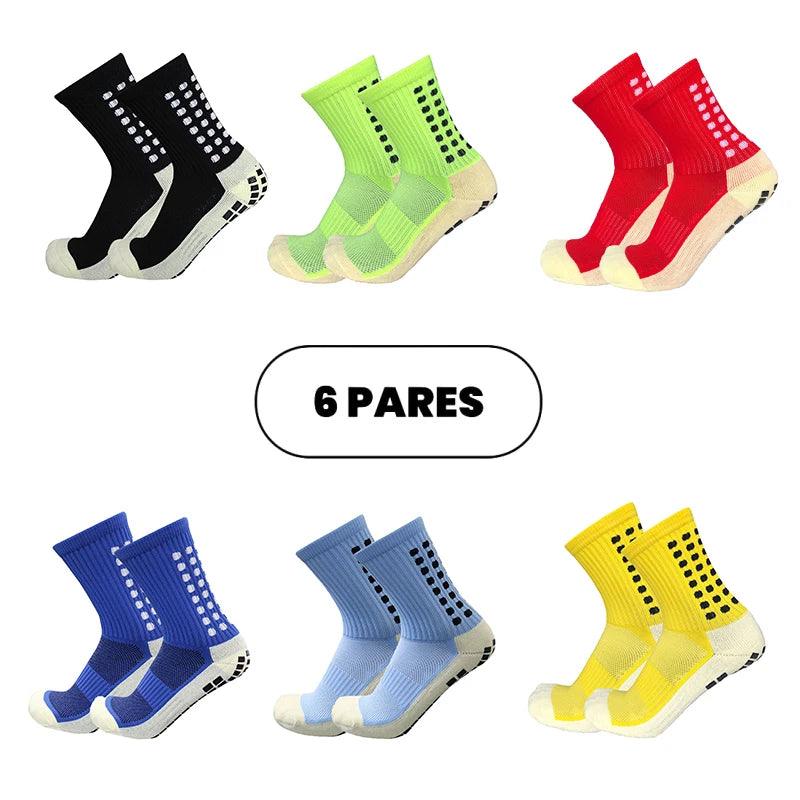 Kit com 6 Meias de Futebol – Meias Esportivas de Algodão Antiderrapantes de Alta Qualidade – Envio Imediato
