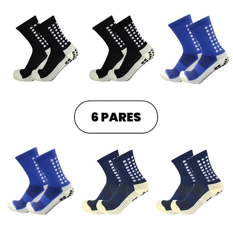 Kit com 6 Meias de Futebol – Meias Esportivas de Algodão Antiderrapantes de Alta Qualidade – Envio Imediato